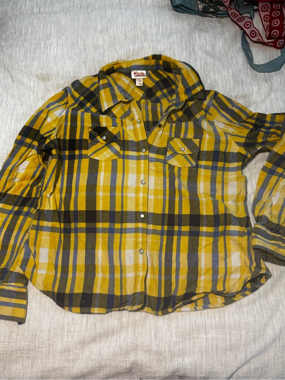 Mossimo Supply Co. Yellow Plaid Button-Front Shirt